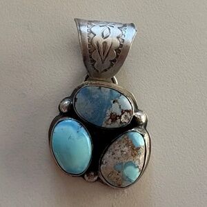 Handcrafted Navajo Sterling Silver Golden Hills Turquoise Pendant